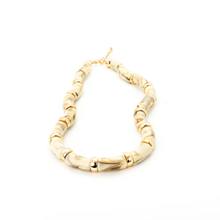 Biem Kemik Krem Kolye