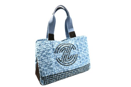 Biem Açık Mavi-Yırtık Desen Denim Salaş-Retro Taş Trok Döşemeli Çok Gözlü Çanta