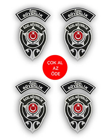 Özel Güvenlik Arması, Özel Güvenlik Yönetmeliğe Uygun, Nakış Desenli, 4'lü