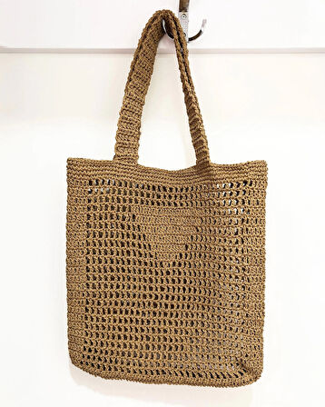 Doğal Hasır Plaj Çantası – Bohem Tarz, Yazlık El Yapımı Model