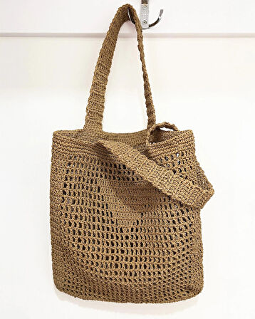 Doğal Hasır Plaj Çantası – Bohem Tarz, Yazlık El Yapımı Model