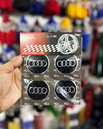 Universal Araç Uyumlu, Audi Jant Göbeği Arması, Sticker 4'lü Set 60mm