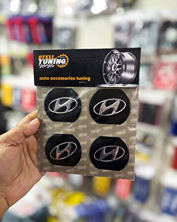 Universal Araç Uyumlu, Hyndai Jant Göbeği Arması, Sticker 4'lü Set 60mm