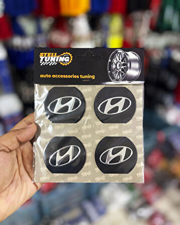 Universal Araç Uyumlu, Hyndai Jant Göbeği Arması, Sticker 4'lü Set 60mm