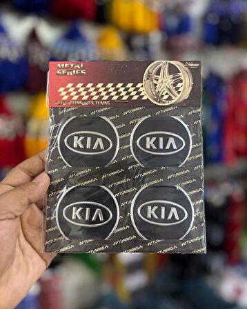 Universal Araç Uyumlu, Kia Jant Göbeği Arması, Sticker 4'lü Set 60mm