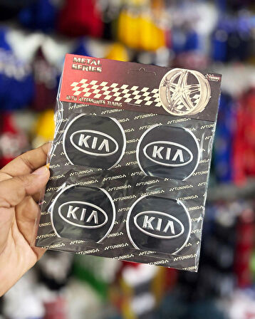 Universal Araç Uyumlu, Kia Jant Göbeği Arması, Sticker 4'lü Set 60mm