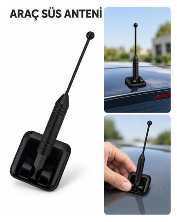 Otomobiller için süs anteni, Kolay kullanım, Her araca her yöne yapıştırmalı özellik, 12 cm