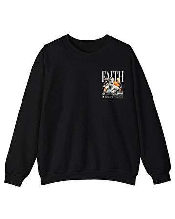 Baskılı Unisex, Sıfır Yaka Regular Sweatshirt