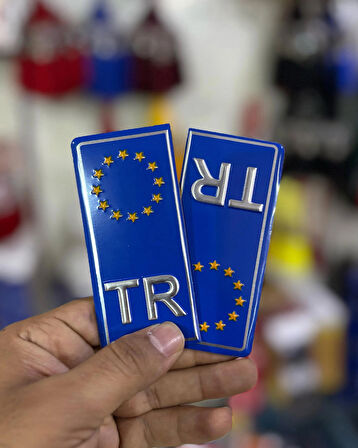 Tr Plaka Sticker 2'li - Türkiye Plaka Sticker - Tr Logolu, Mavi Renk