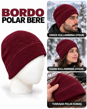 Unisex Polar Bere, Kadın ve Erkek Uyumlu, Kışlık Yumuşak Polar Bere