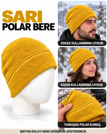 Unisex Polar Bere, Kadın ve Erkek Uyumlu, Kışlık Yumuşak Polar Bere