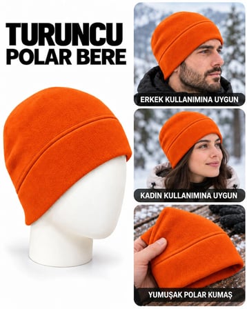 Unisex Polar Bere, Kadın ve Erkek Uyumlu, Kışlık Yumuşak Polar Bere