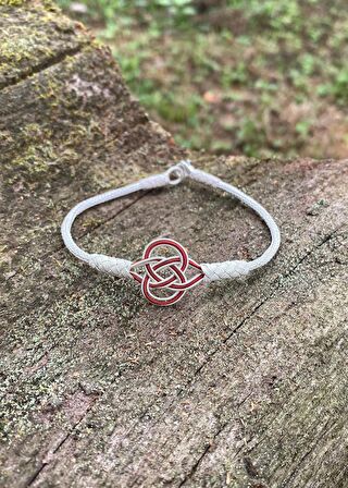 Kırmızı Şems Düğümü Gümüş Kazaziye Bileklik