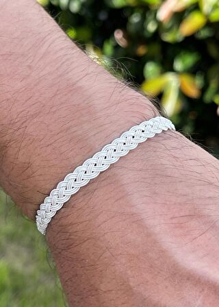 Gümüş Kazaziye Üç Sıralı El Örmesi Bileklik BIL025GU