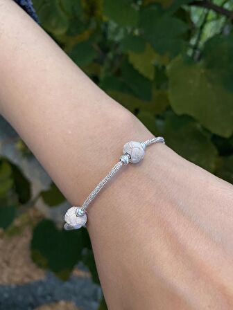 Gümüş Kazaziye Tasarım  Bileklik Dorika Boncuk Detaylı