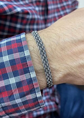 Kazaziye İkili Sepet Örgü Gümüş Bileklik BIL2003