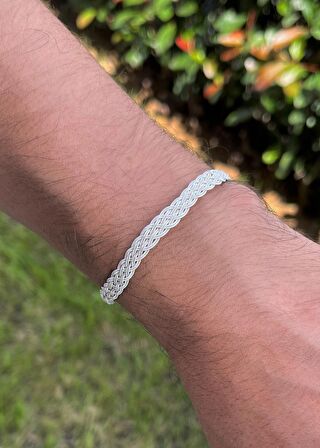 Kazaziye İkili Sepet Örgü Gümüş Bileklik BIL2003