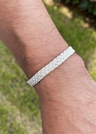 Gümüş Kazaziye El Örgüsü Gümüş Bileklik BIL2005