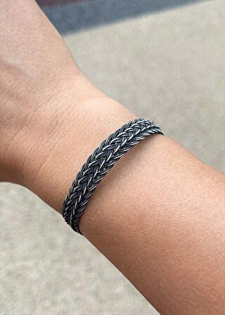 Gümüş Kazaziye El Örgüsü  Bileklik BIL2008