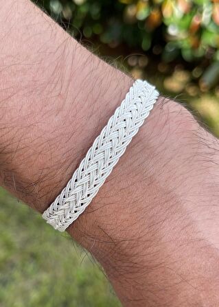 Gümüş Kazaziye El Örgüsü  Bileklik BIL2008