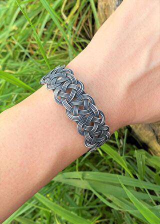 Okstili Gümüş Kazaziye Şems Örgü Bileklik