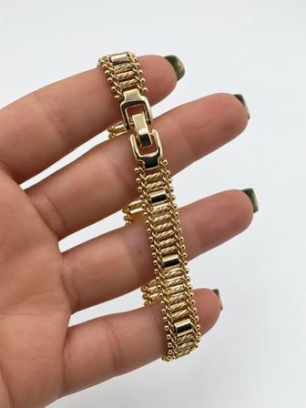 Burgu Zincir  Altın Renk Boncuk 14k Altın Renk XP Marka VIP Serisi 316L Paslanmaz Çelik Bileklik