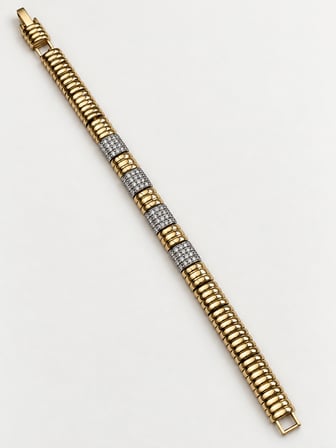 14K Altın Renginde Beş Sıra  Serenay Taş Detaylı Kadın XP Marka VIP Özel Seri Bileklik