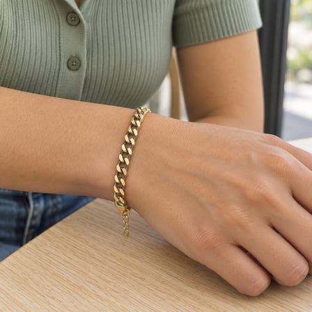 Altın Renk Kuyum Model Gurmet Zincir 316L Paslanmaz Çelik Bileklik