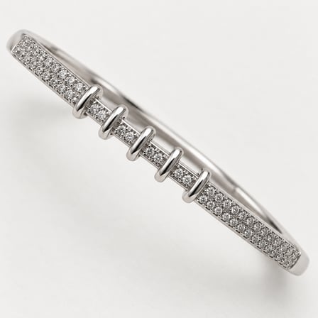 XP Işıltılı Ritim Taşlı Kadın Kelepçe Bileklik – Gümüş Renk, 16,5 - 18 cm (60)
