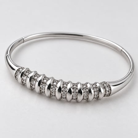 XP Gümüş Renk Işıltılı Ritim Taşlı Kadın Kelepçe Bileklik – 15–16,5 cm (57)