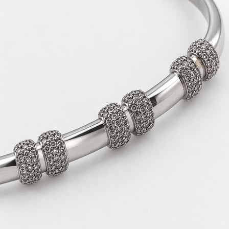 XP Trio Aura Gümüş Renk Üç Çift Taş Detaylı Kadın Kelepçe Bileklik – 15–16,5 cm (57)