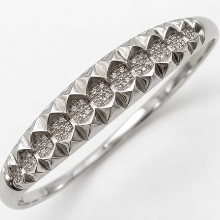 XP Prizma Işıltısı Gümüş Renk Geometrik Desenli Taşlı Kadın Kelepçe Bileklik 16,5 - 18 cm (60)