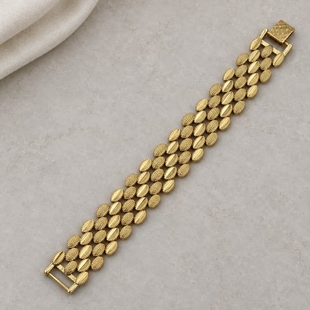 Altın Kaplama Oval Dokulu Çok Sıralı Kadın Bileklik - 20 cm