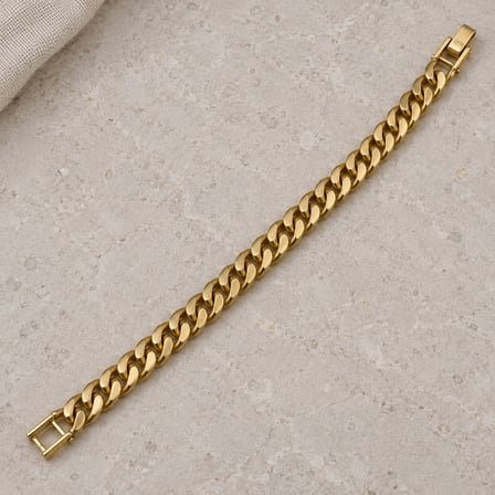 14K Ayar Altın Kaplama Gurmet Zincir Kadın/Erkek Bileklik 19 cm