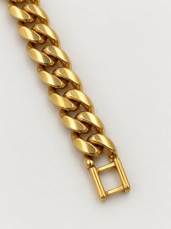 14K Ayar Altın Kaplama Gurmet Zincir Kadın/Erkek Bileklik 19 cm