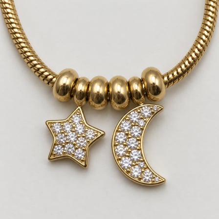 Luna Stella 14K Altın Renginde Ay Yıldız Figürlü Taşlı Kadın Bileklik