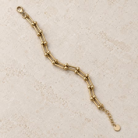 VÉRA Link Gold Renk Top Uçlu Geometrik Zincir Kadın Bileklik