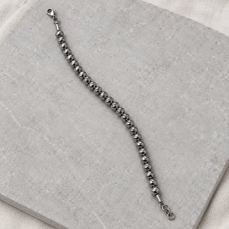 Luna Ritmi Gümüş Renk Çapraz Desenli Boncuk Kadın Bileklik