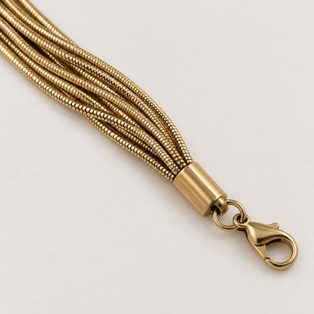 Altın Akışı Çok Sıralı Yılan Zincir Kadın Bileklik – Gold Renk