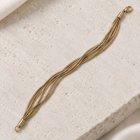 Altın Akışı Çok Sıralı Yılan Zincir Kadın Bileklik – Gold Renk