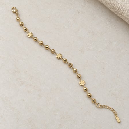 Flora Işıltısı Gold Renk Çiçek Motifli Dorika Toplu Kadın Bileklik