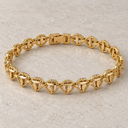 14K Altın Kaplama - Amora Gold Kalp ve Yaprak Motifli Paslanmaz Çelik Kadın Bileklik – Zarafetin İmzası - 18,5 cm