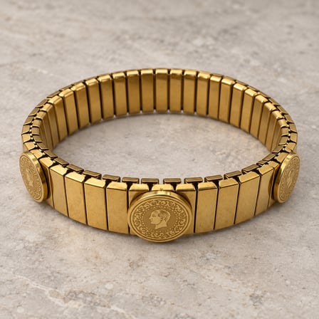 Aurelia Sikke Işıltısı Gold Renk Madalyon Detaylı Paslanmaz Çelik Kadın Bileklik - 19 cm