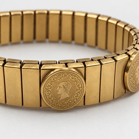 Aurelia Sikke Işıltısı Gold Renk Madalyon Detaylı Paslanmaz Çelik Kadın Bileklik - 19 cm