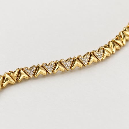 XP Özel Seri V Aura Gold Renk Taşlı V Motifli Kadın Bileklik - 17 - 19 cm