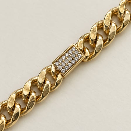 XP Özel Seri - Aurelia Işıltı İmzası Gold Renk Taşlı Dikdörtgen Detaylı Gurmet Zincir Kadın Bileklik 17 - 19 cm