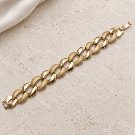 XP Özel Seri Altın Ritmi Mat ve Parlak Dokulu Gold Renk Gurmet Zincir Kadın Bileklik - 18 cm