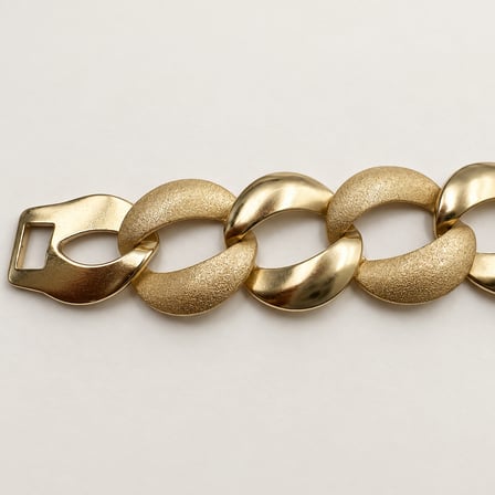 XP Özel Seri Altın Ritmi Mat ve Parlak Dokulu Gold Renk Gurmet Zincir Kadın Bileklik - 18 cm