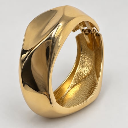 Auréa Sculpt Gold Renk Heykelsi Tasarım Marka Muadili Geniş Kadın Gösterişli Kelepçe Bileklik - 16,5 - 18 cm (60)