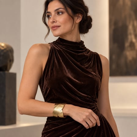 Aurelia İmza | 14K Altın Renginde Çapraz Tasarım Dokulu Kadın Kelepçe Bileklik – Kuyumcu Modeli - 16,5 - 18 cm (60)